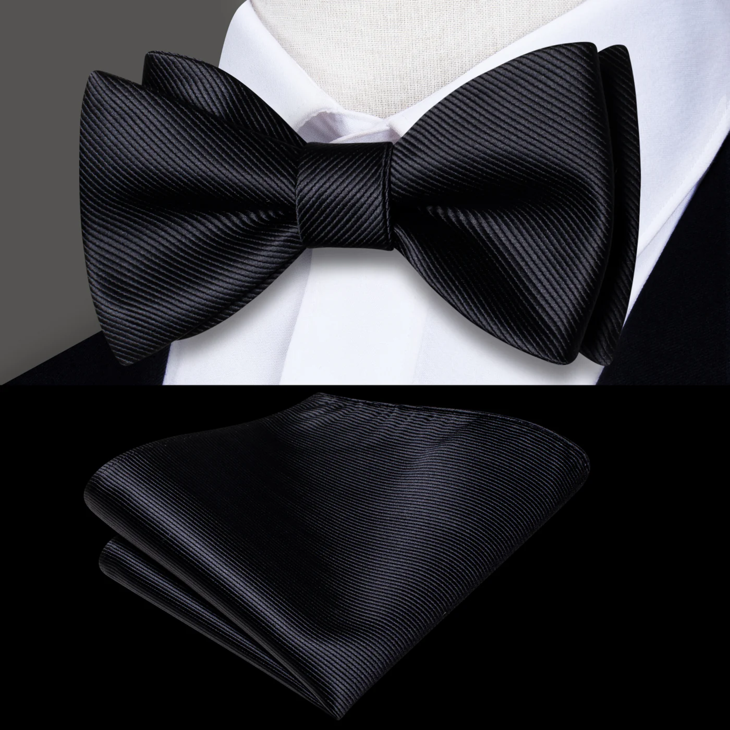 Elegant burgundy solid color bow tie paired with a crisp white shirt.