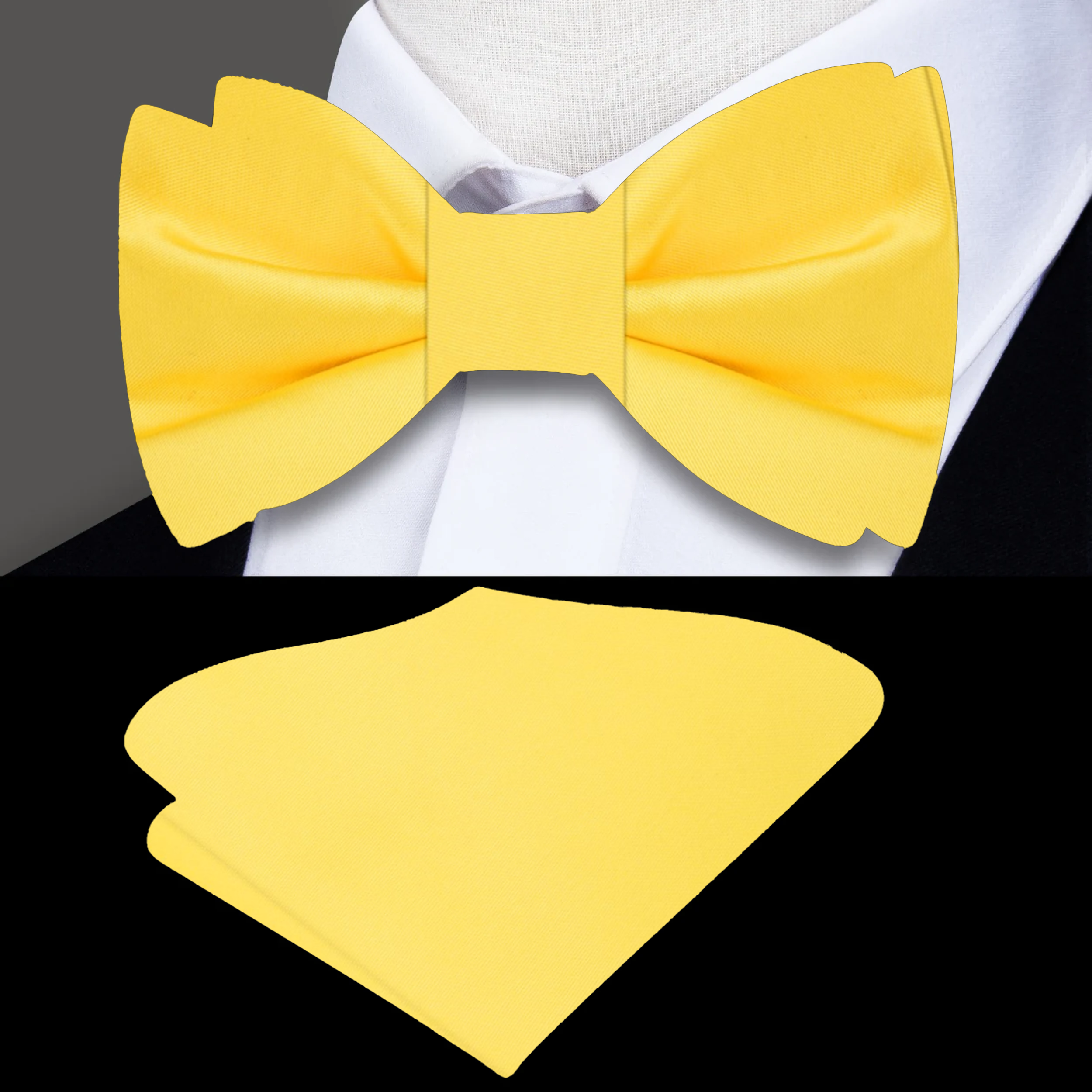 Elegant silk bow tie in soft marigold, perfect for weddings.