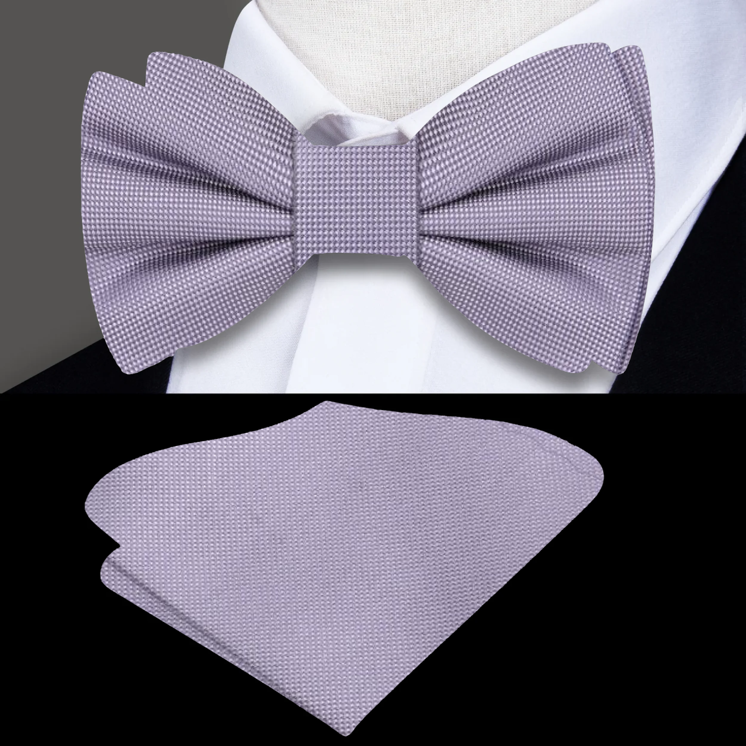 Self-tie bow tie in classic black, suited for tuxedos.