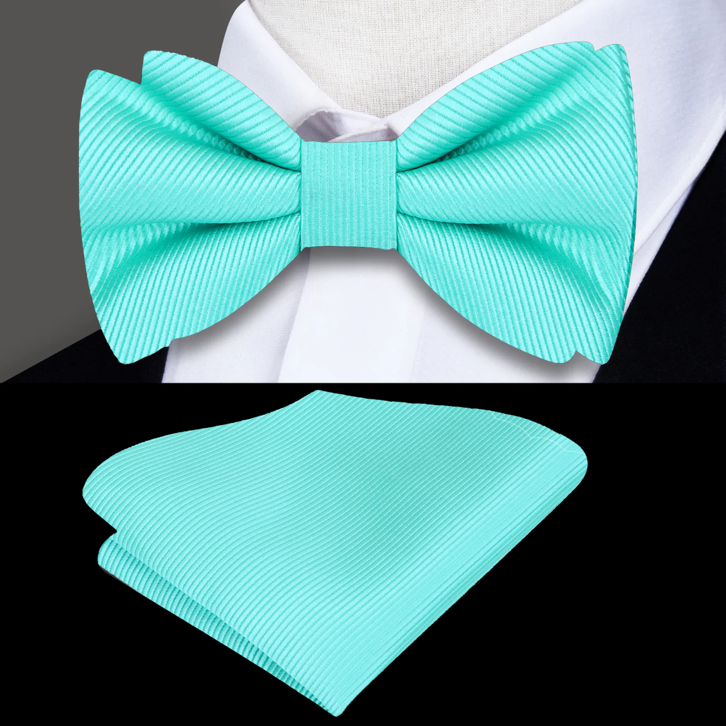 Elegant burgundy solid color bow tie paired with a crisp white shirt.