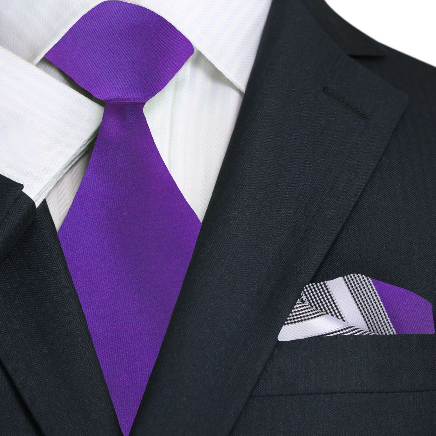 Elegant purple necktie on a hanger, showcasing its rich color and smooth silk texture