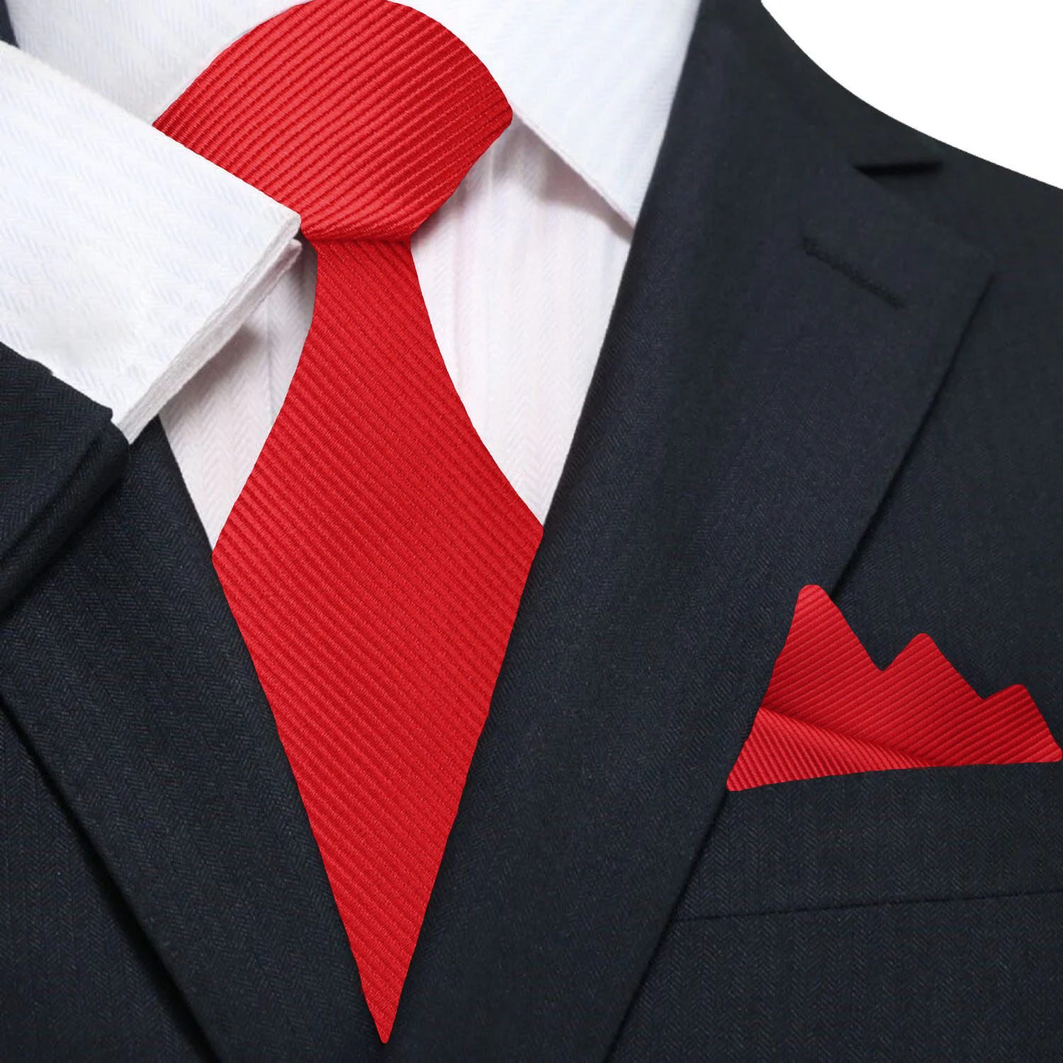 Close-up of solid color silk tie, ideal for business attire.