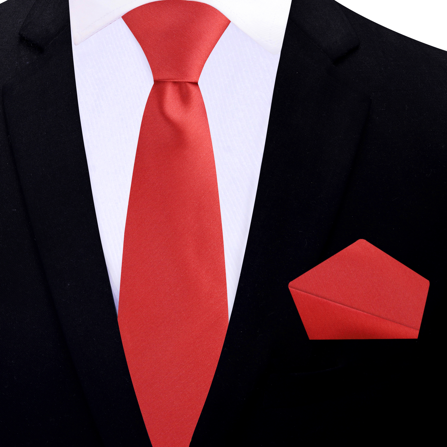 Model wearing Elegant Solid Red Silk Necktie at a wedding, perfectly complemented by a charcoal gray suit.