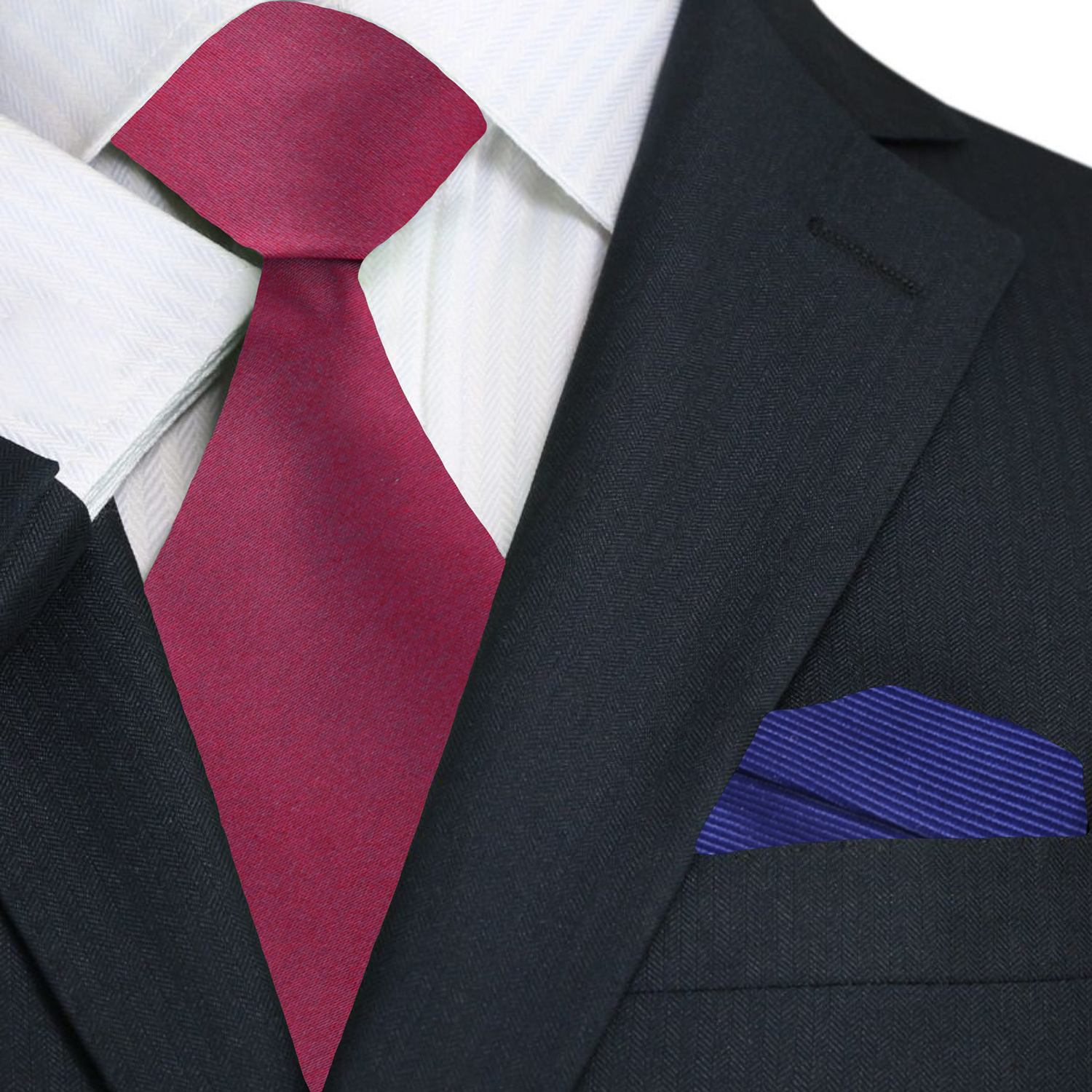 Close-up of the deep red silk ties texture, highlighting its quality and craftsmanship.