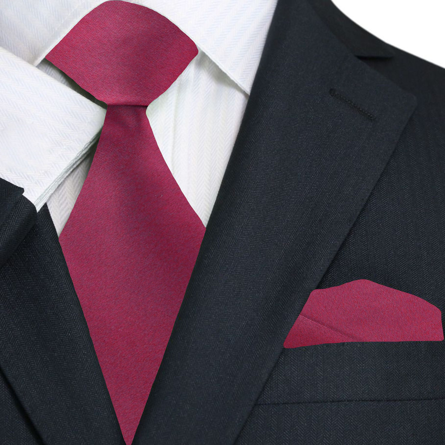 Close-up of the deep red silk ties texture, highlighting its quality and craftsmanship.