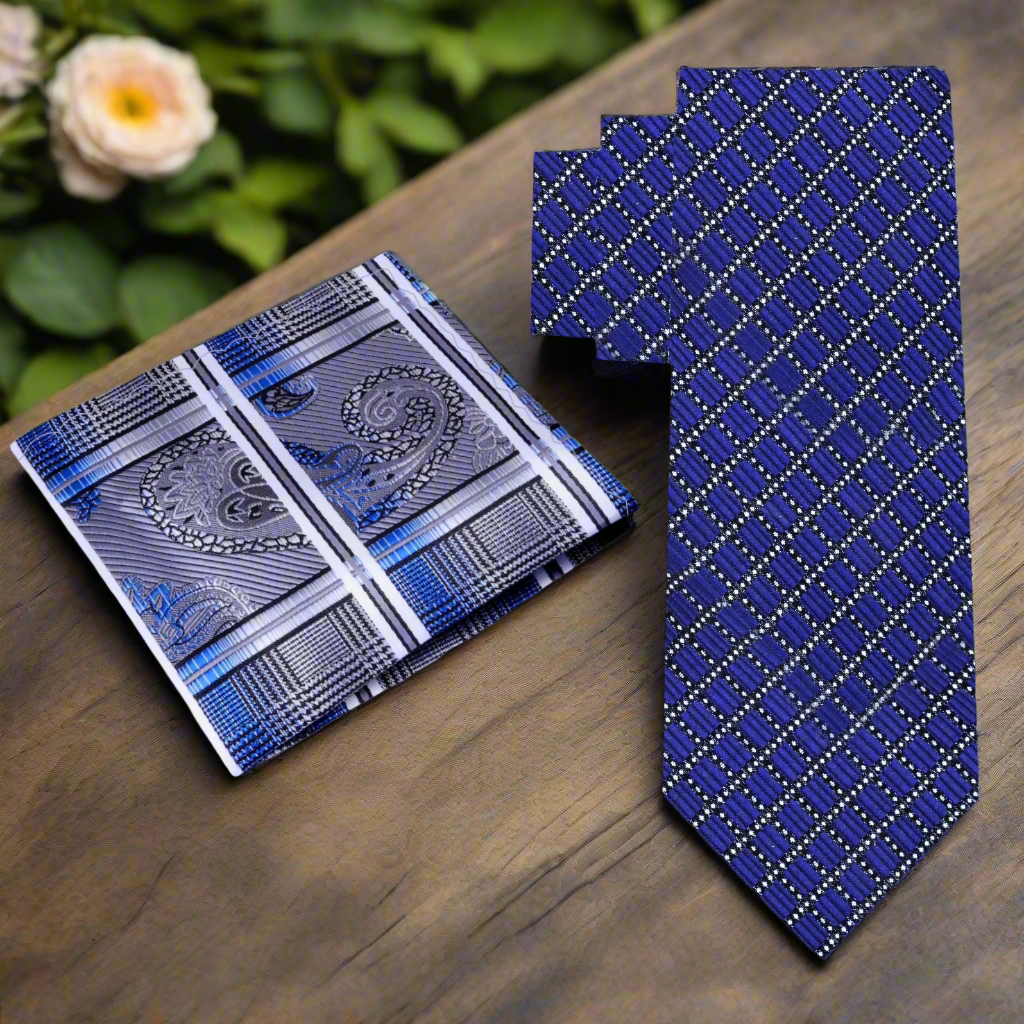 Close-up of necktie fabric showing fine silk texture and diamond pattern for formal occasions