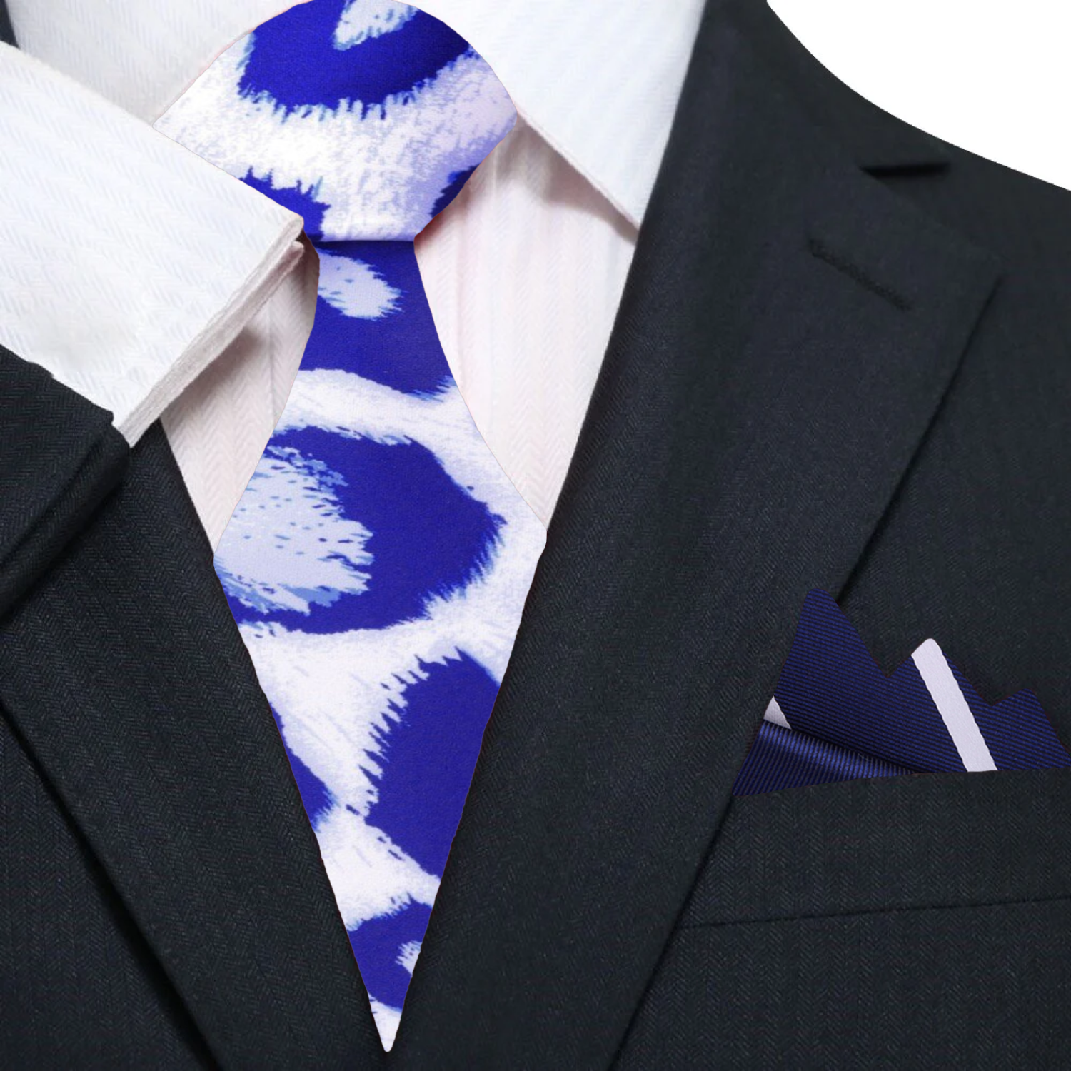 Frostwyke mens tie styled with navy suit and crisp white shirt for formal event