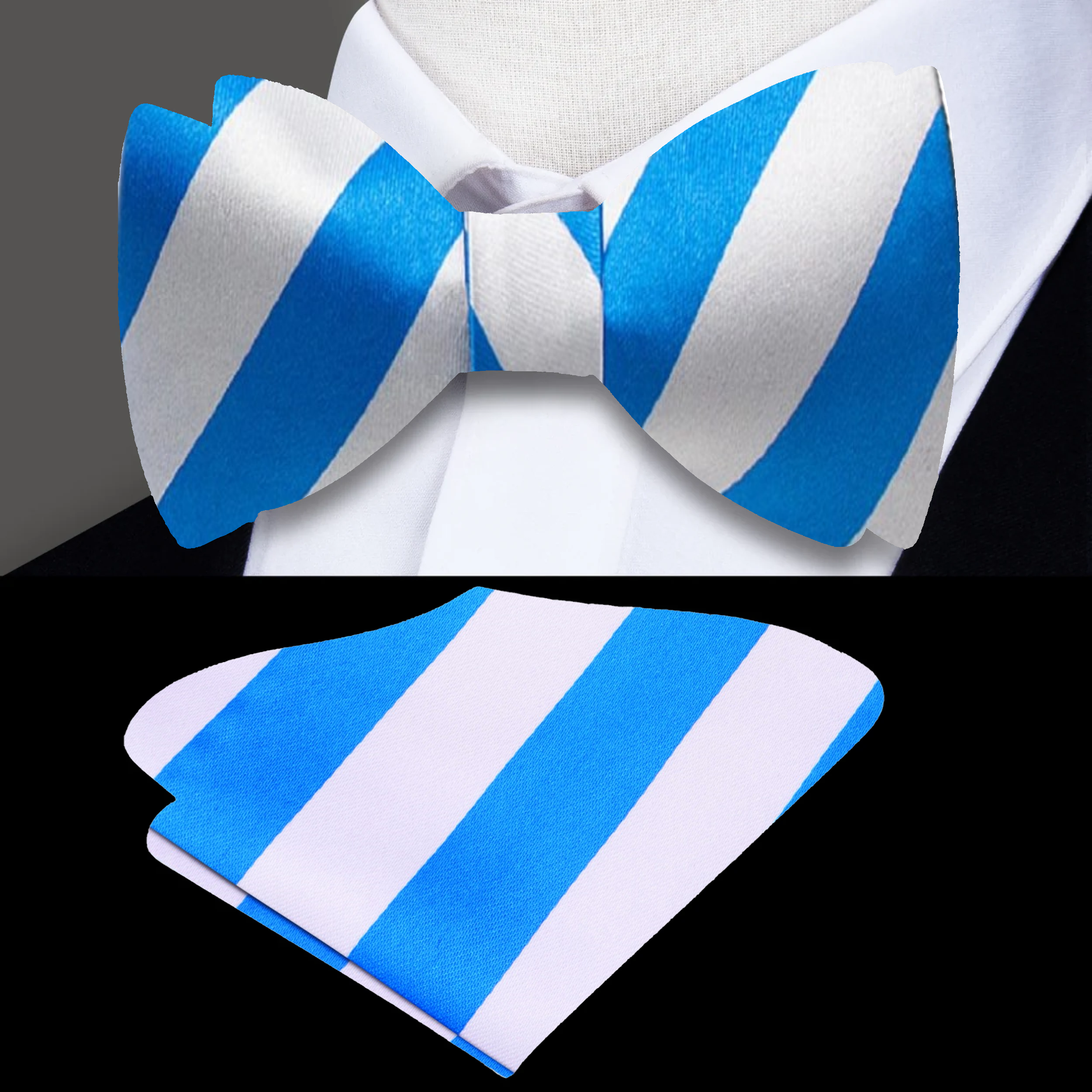 Close-up of the luxurious silk texture of the Red and White Stripe Bow Tie.