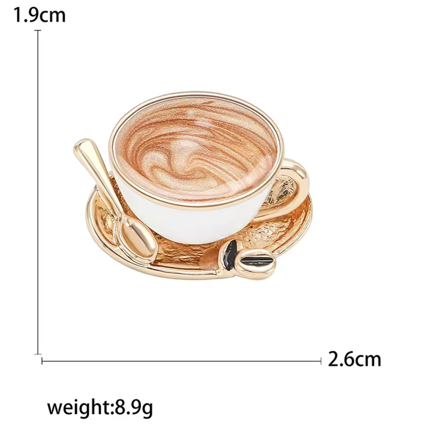Chic coffee lapel pin showcasing a detailed coffee cup design, ideal for fashion-forward coffee enthusiasts.