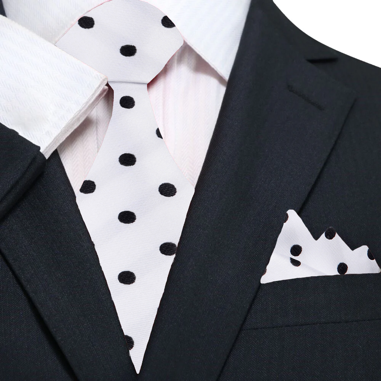 Close-up of a classic polka dot silk necktie with a sleek design