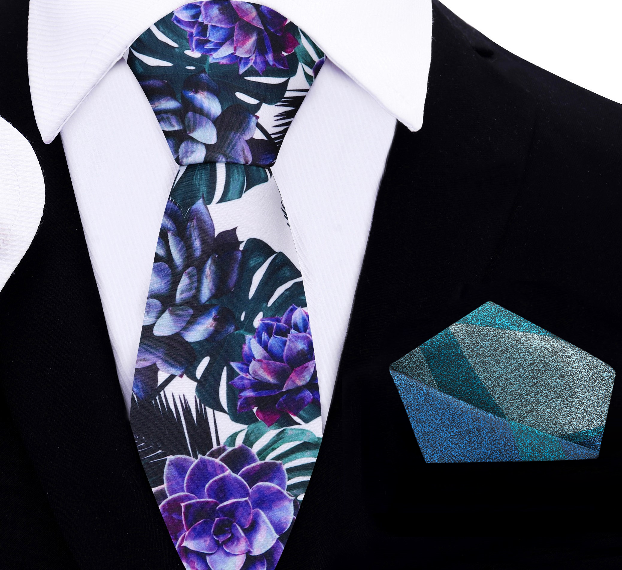Fashionable silk necktie paired with dress shirt and blazer for formal occasions
