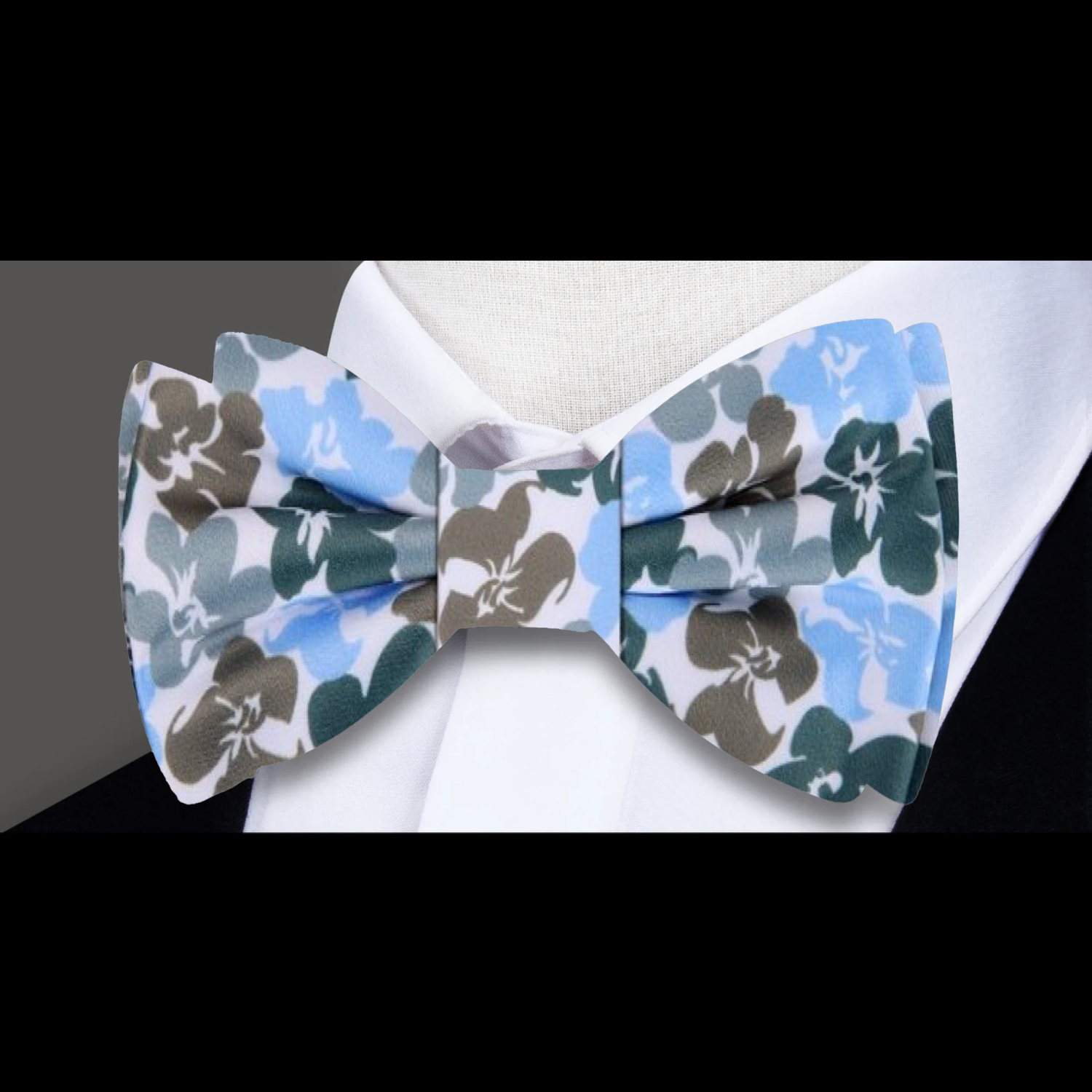 Mens floral bow tie with vibrant hibiscus flowers for outdoor events