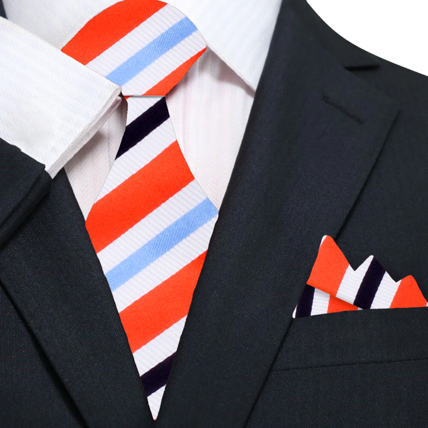 Close-up of mens silk striped tie with vibrant colors for formal events