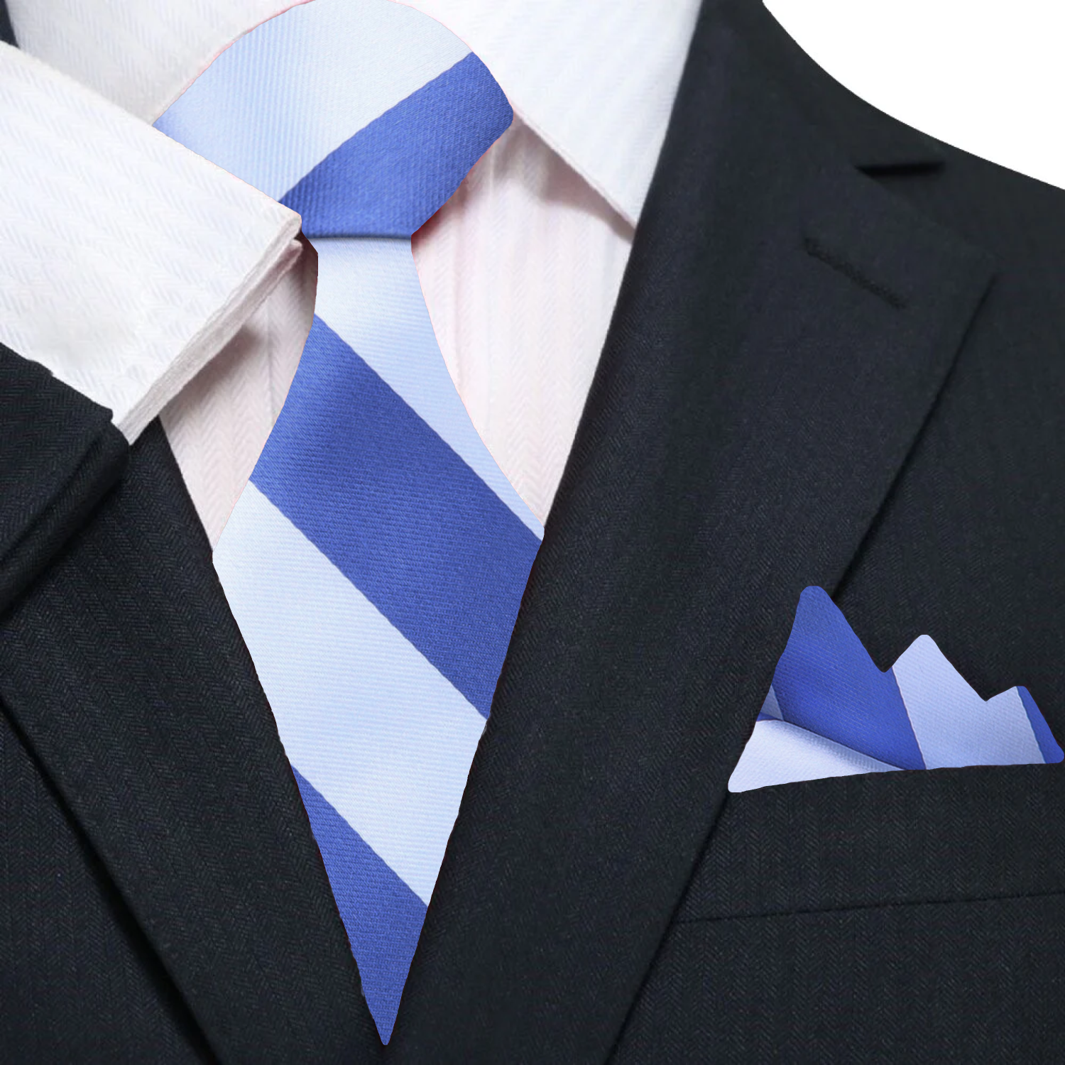 Mens silk stripe necktie styled with a white shirt for formal wear