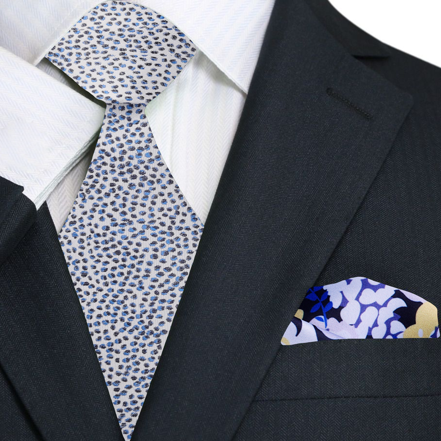 Silk necktie styled with a light blue dress shirt for business meetings