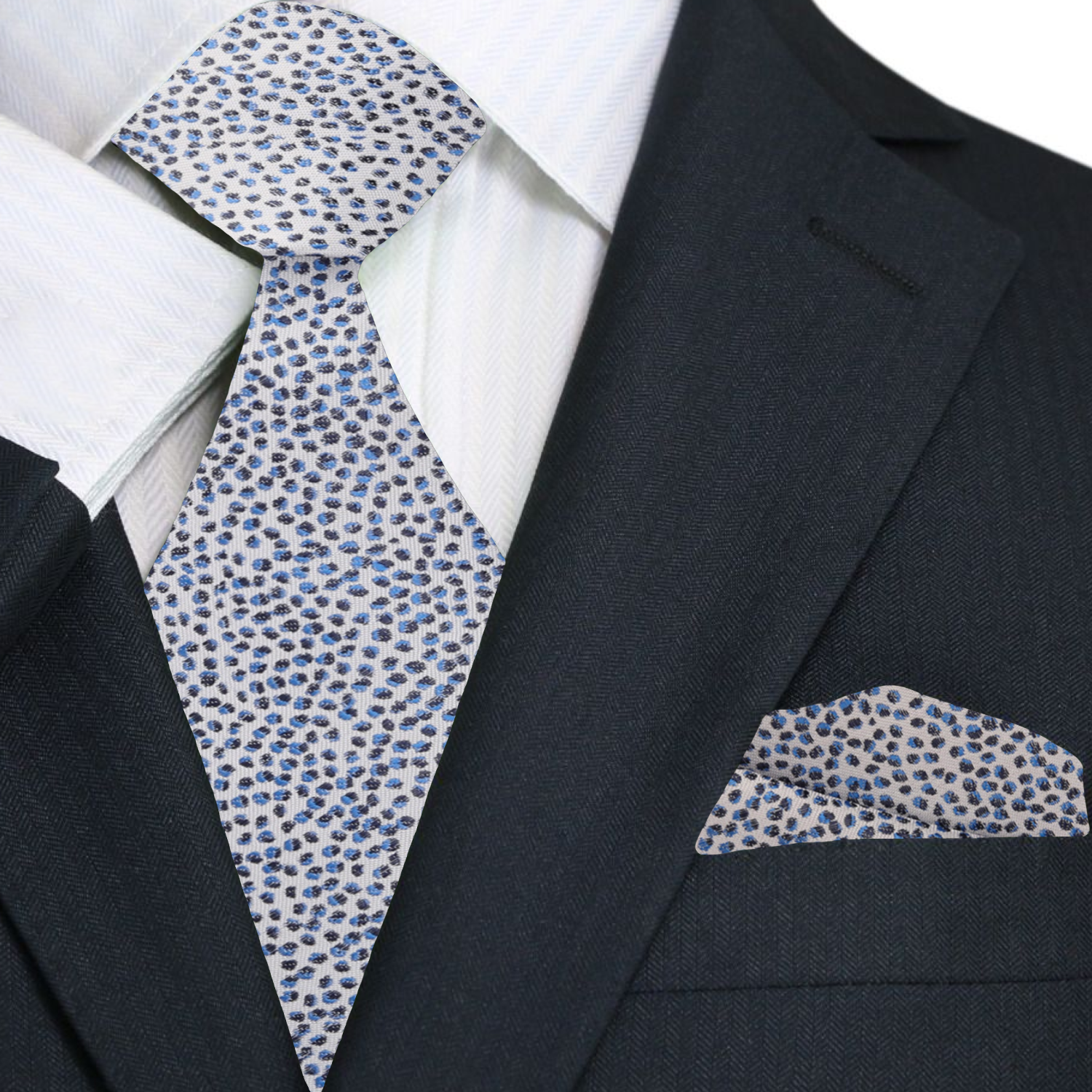 Silk necktie styled with a light blue dress shirt for business meetings