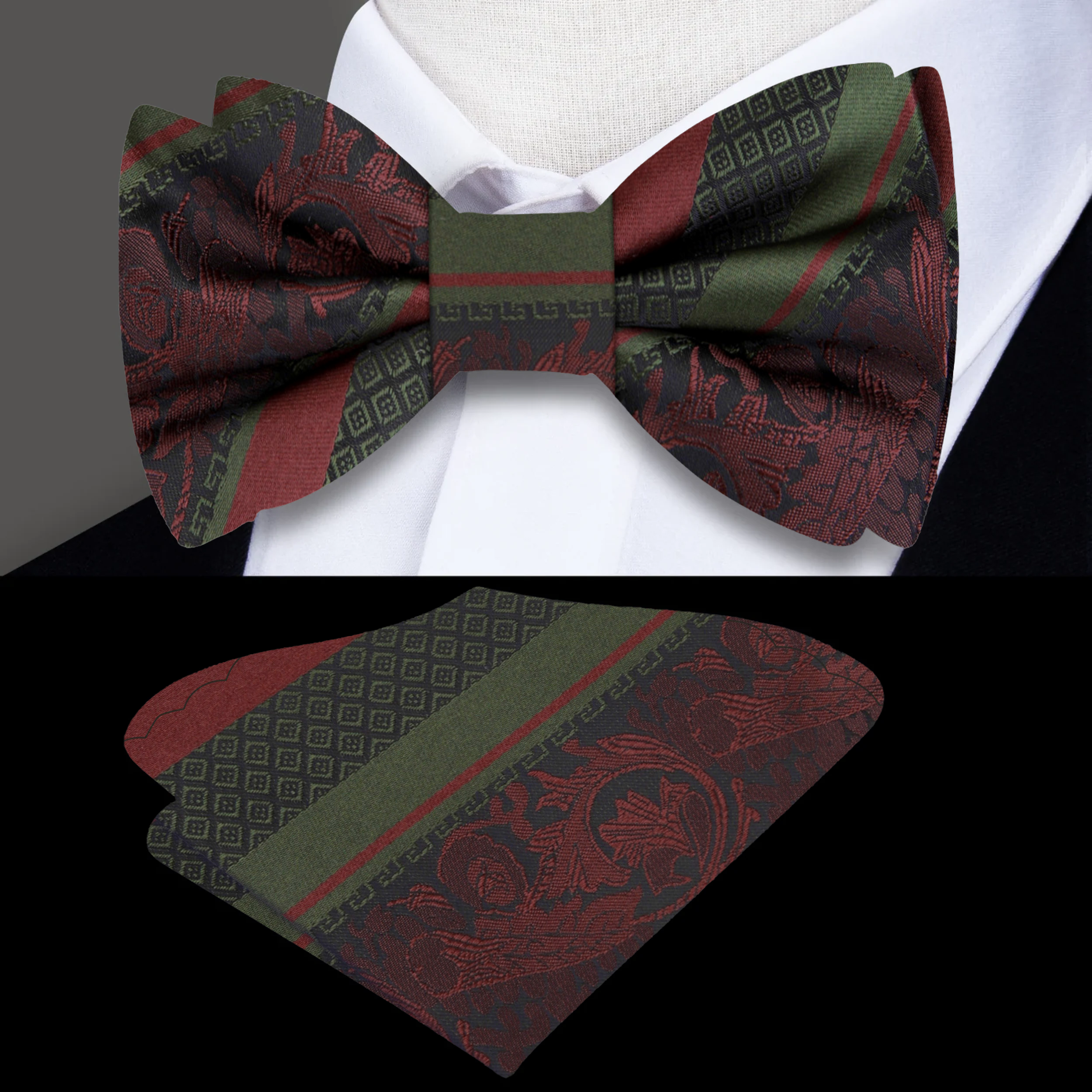 Elegant paisley bow tie in wine and brown for formal occasions