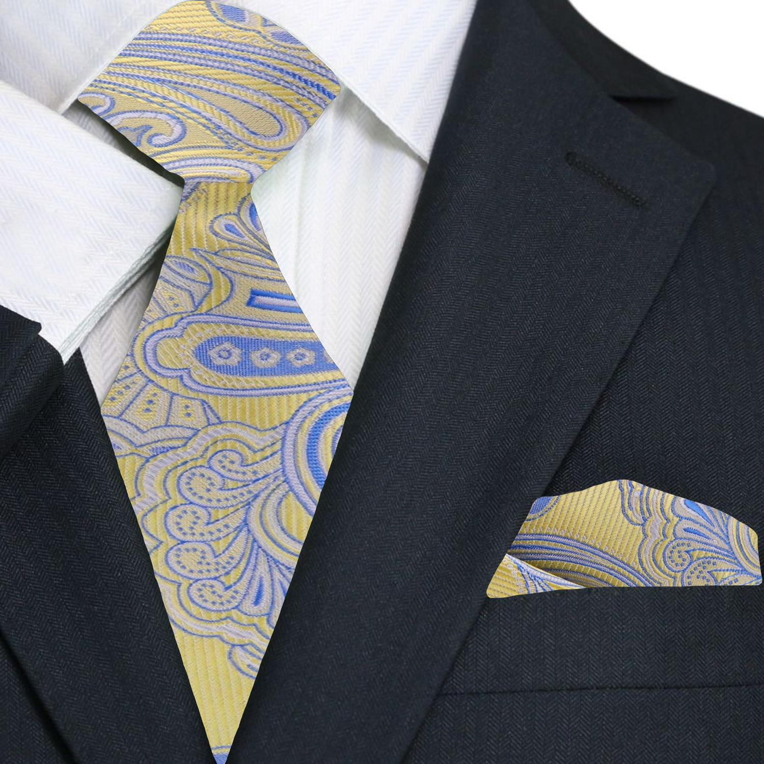 Man pairing a paisley tie with a white dress shirt for a spring wedding