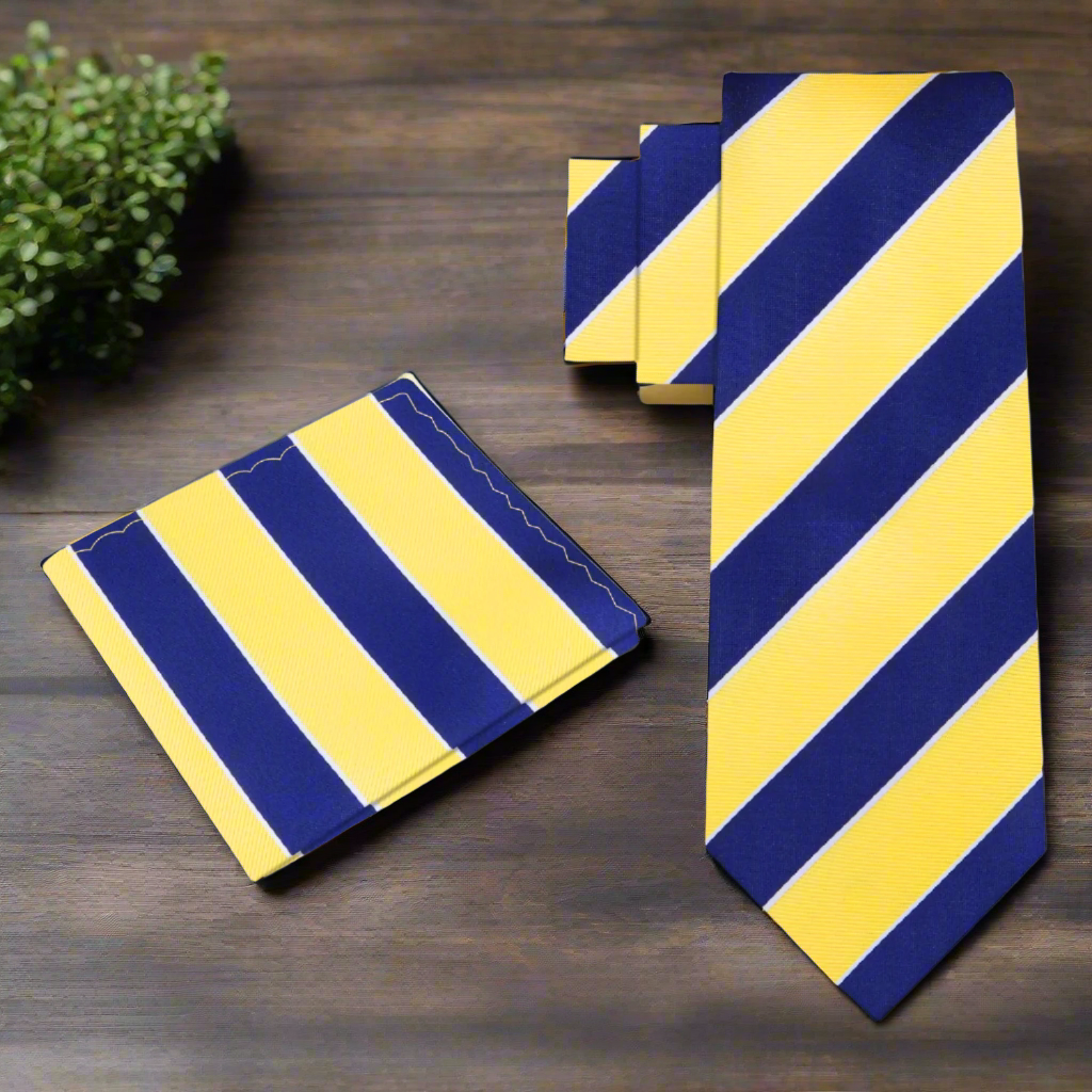 Man wearing a silk necktie and pocket square at a formal event