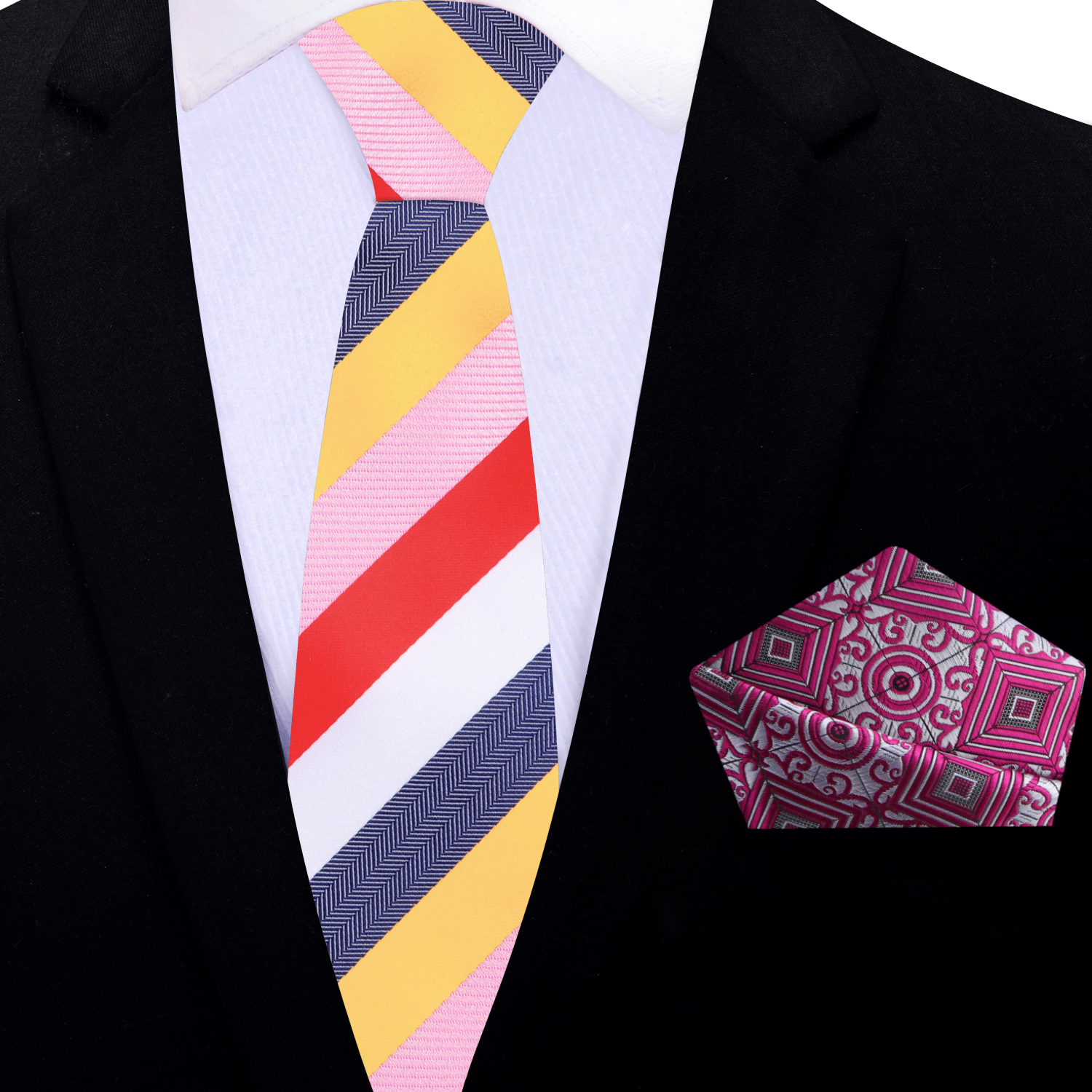 Fashionable striped tie styled with a dress shirt for a wedding or corporate event