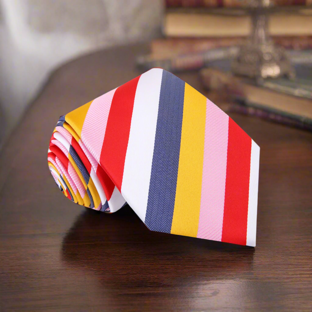 Elegant silk necktie with colorful stripes for formal occasions