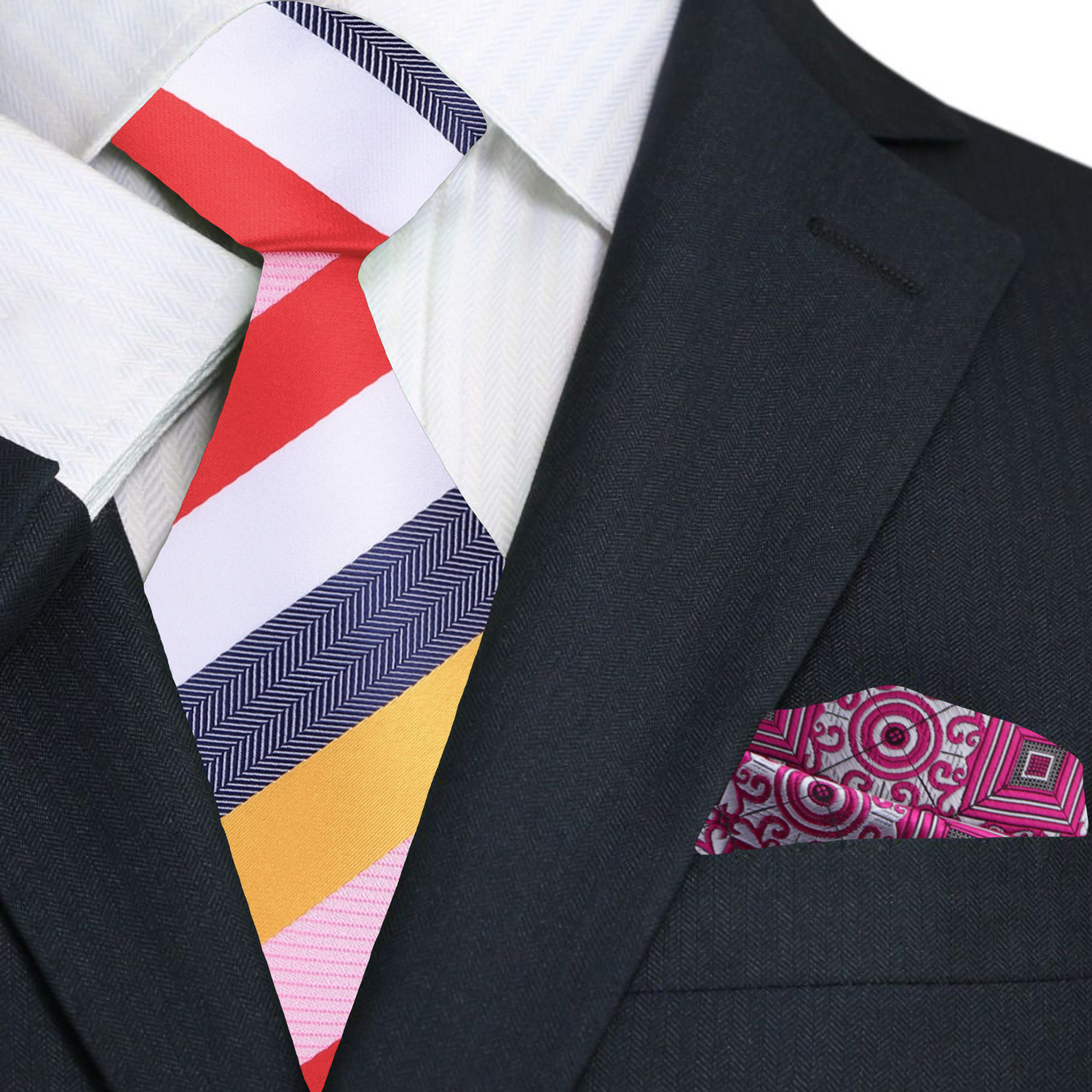 Fashionable striped tie styled with a dress shirt for a wedding or corporate event