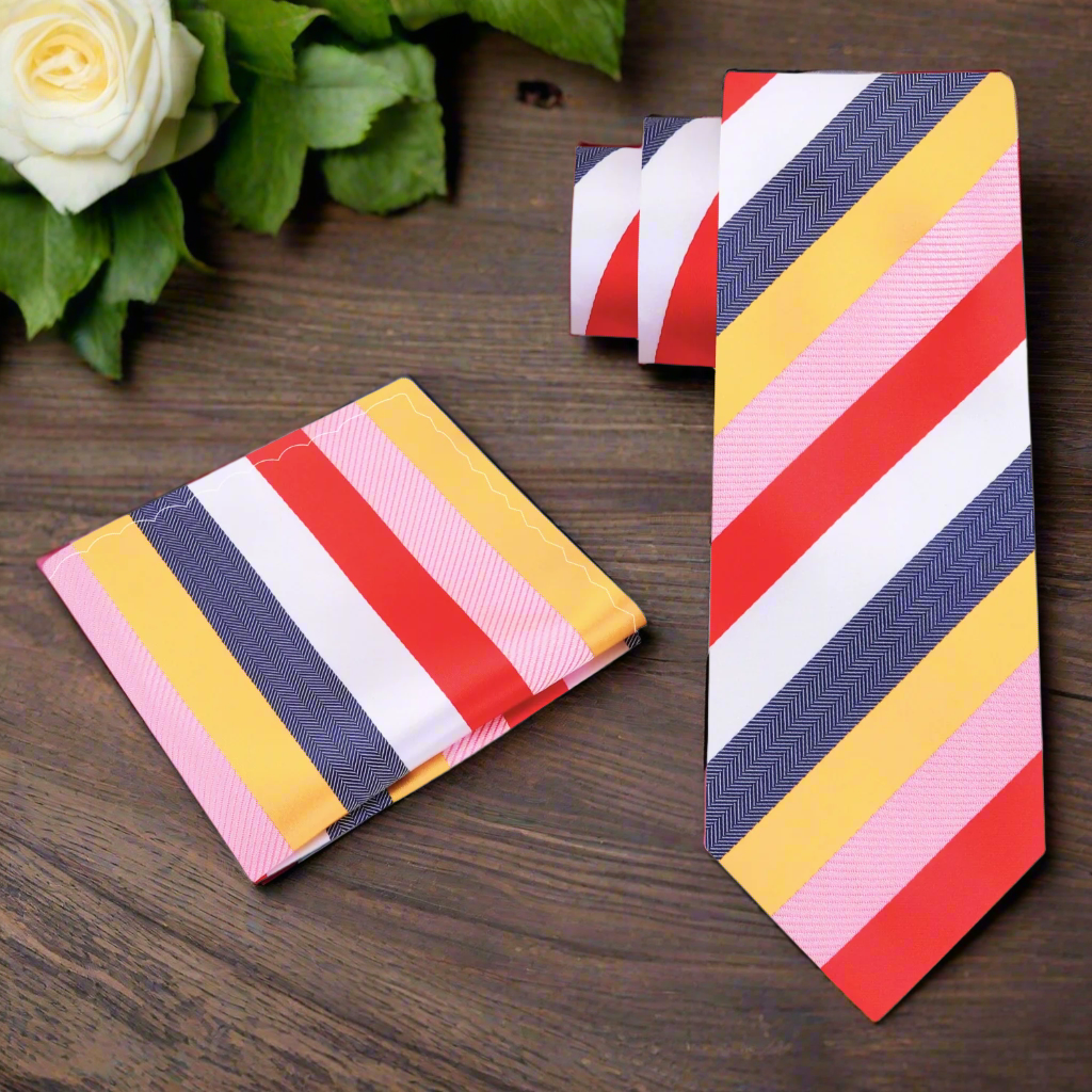 Elegant silk necktie with colorful stripes for formal occasions