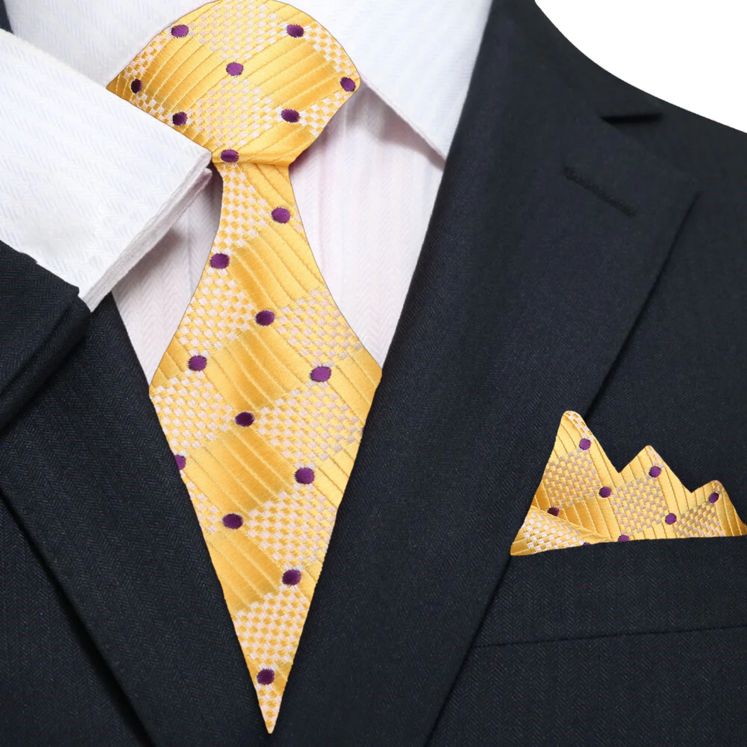 Close-up of a yellow silk kids necktie on a young boy for formal events