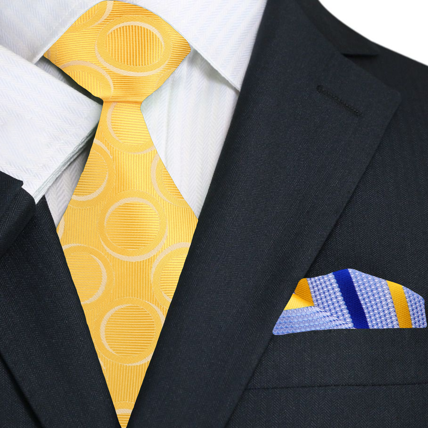 Thornebury necktie worn with a white dress shirt, highlighting its bright design at a spring wedding.