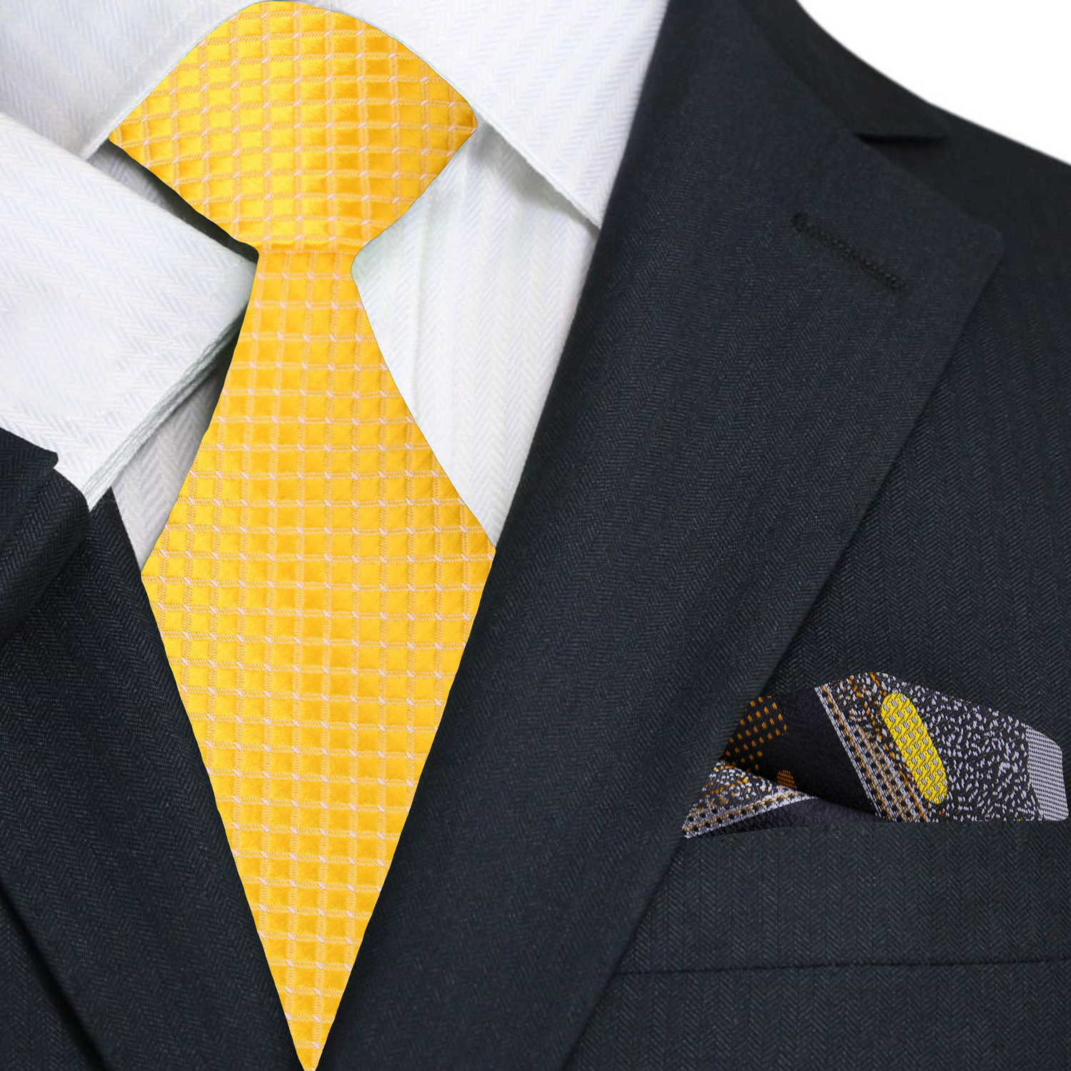 Sophisticated orange solid necktie with a charcoal grey suit, suitable for weddings.
