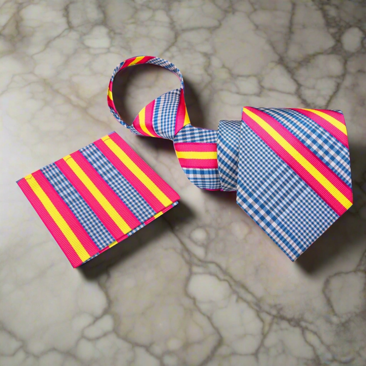 Close-up of a silk tie knot, showcasing quality craftsmanship and smooth fabric.