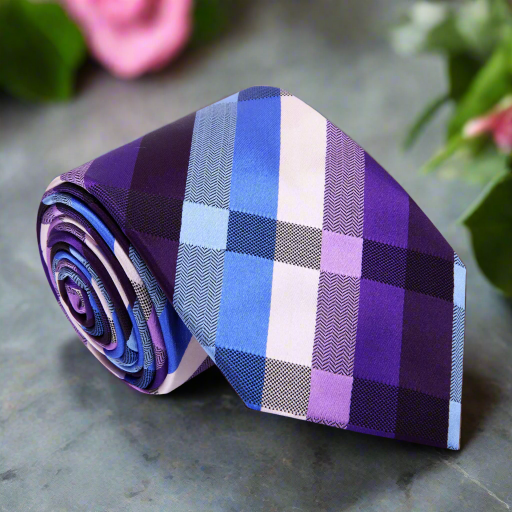 Close-up of silk tie fabric showcasing the geometric design and sheen