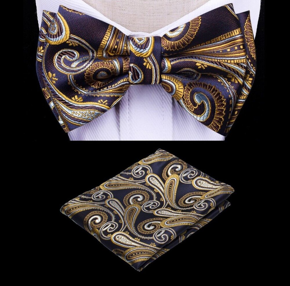 Kids wearing a pre-tied bow tie and pocket square set at wedding