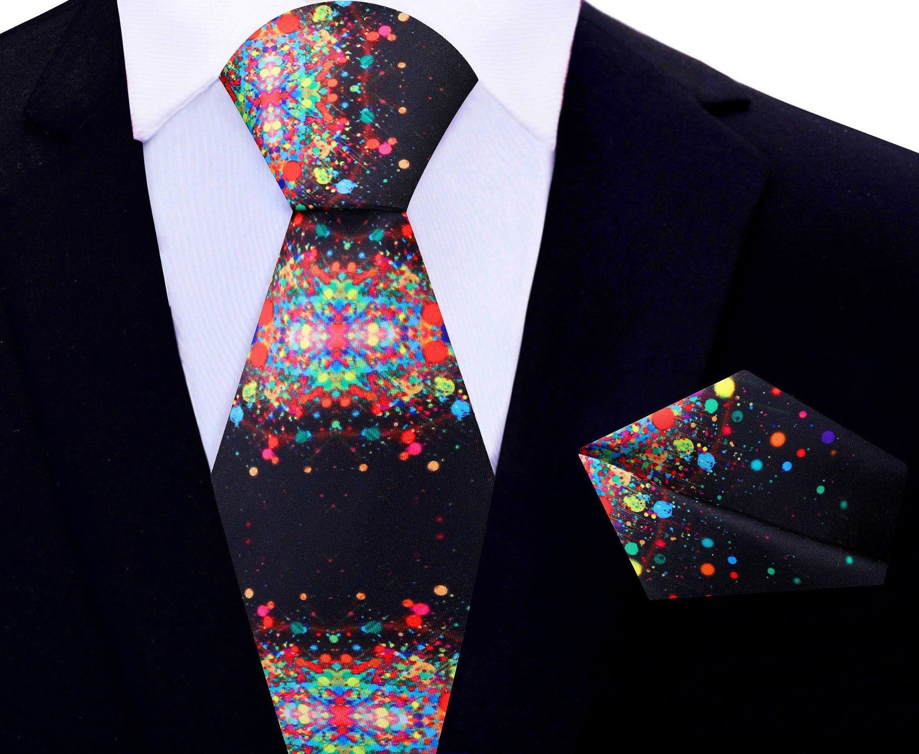 Man wearing the artistic mens tie at an art gallery opening