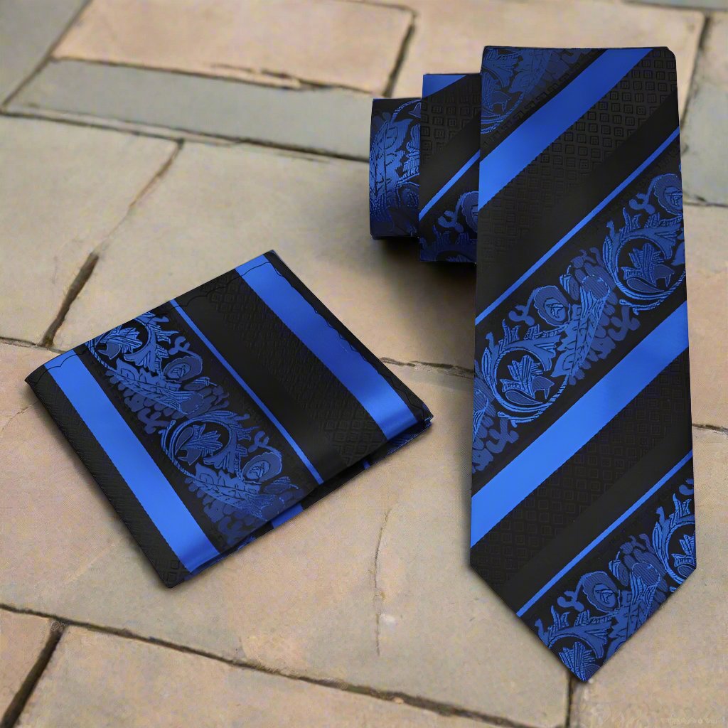 Cadenza floral silk necktie in black with yellow, perfect for formal events.