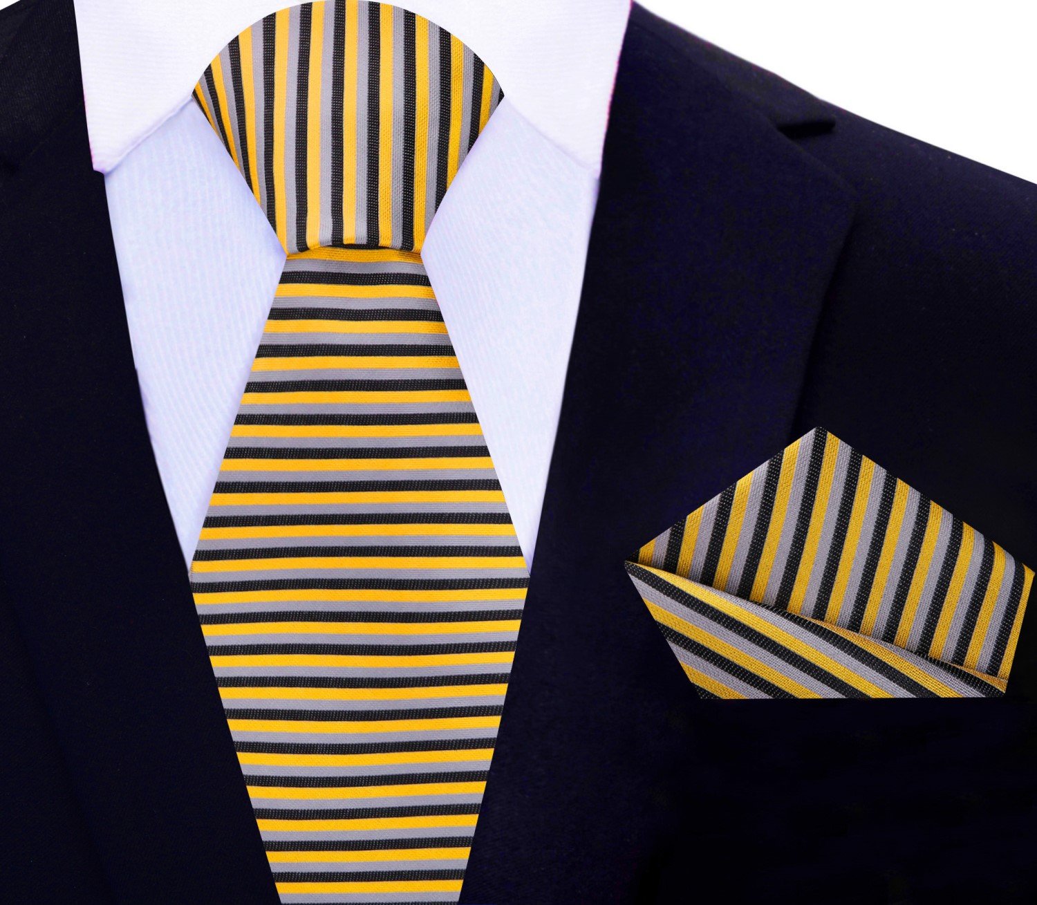 Close-up of silk necktie with vibrant color stripes for professional attire