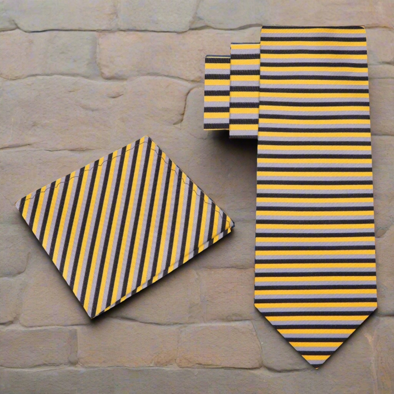 Close-up of silk necktie with vibrant color stripes for professional attire