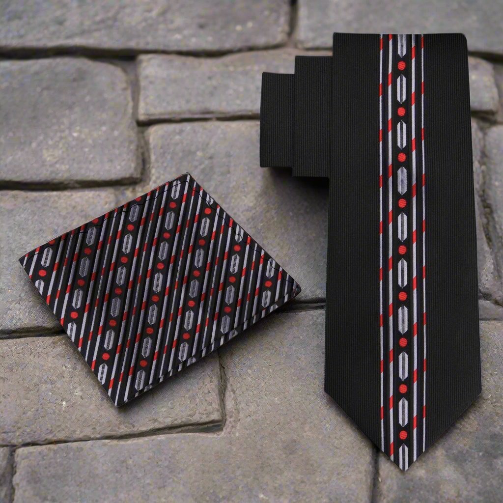 Silk tie paired with a white dress shirt and black suit—perfect for weddings and business meetings.