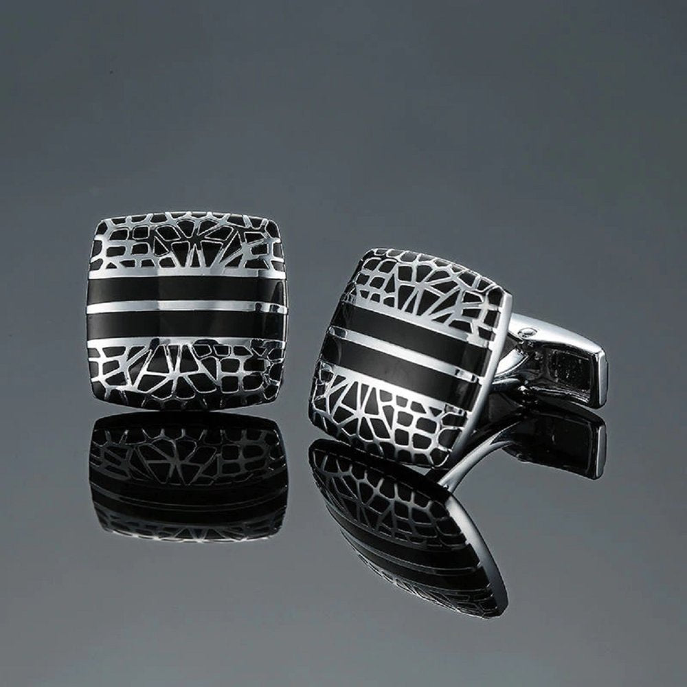 Set of unique cufflinks in various shapes and colors, ideal for gifts