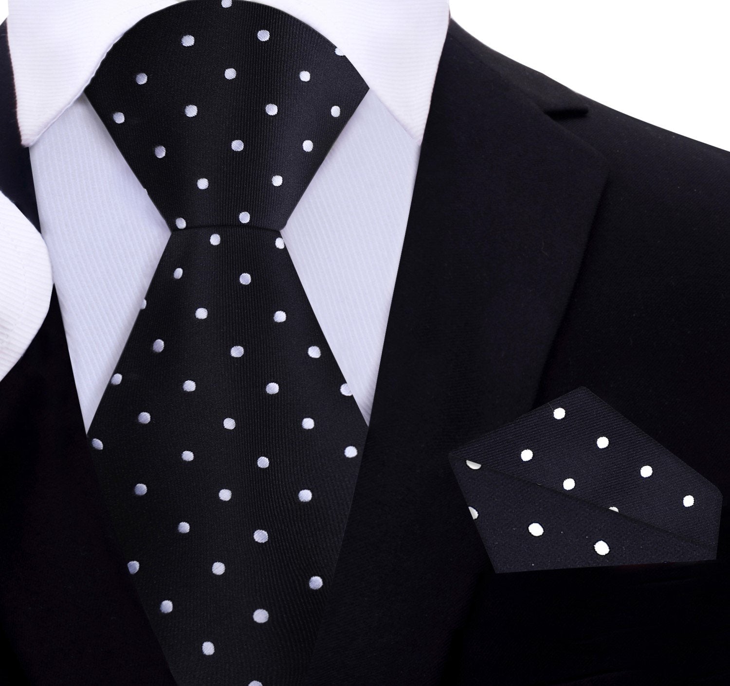 Elegant mens polka dot silk tie in white and black for formal occasions