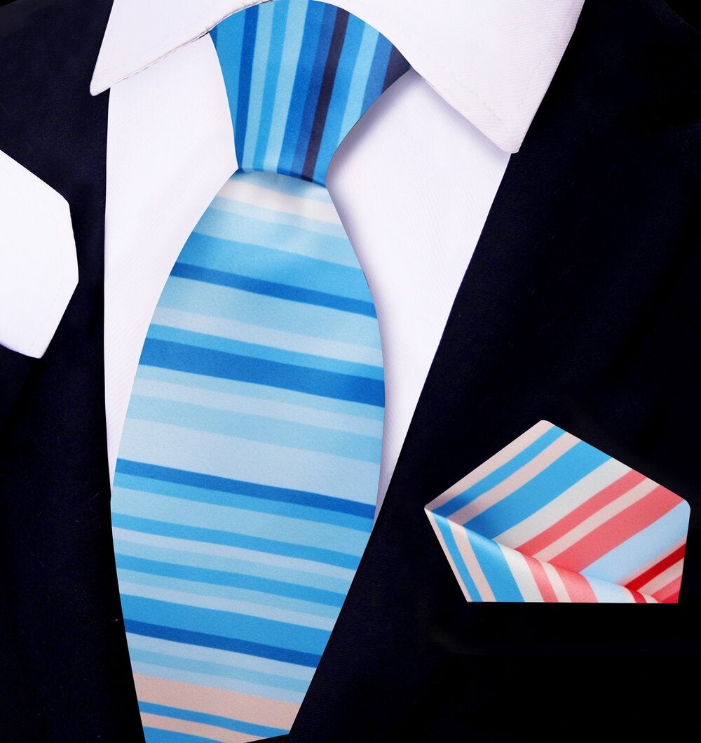 Mens formal outfit featuring a silk necktie with pocket square set, ideal for special events