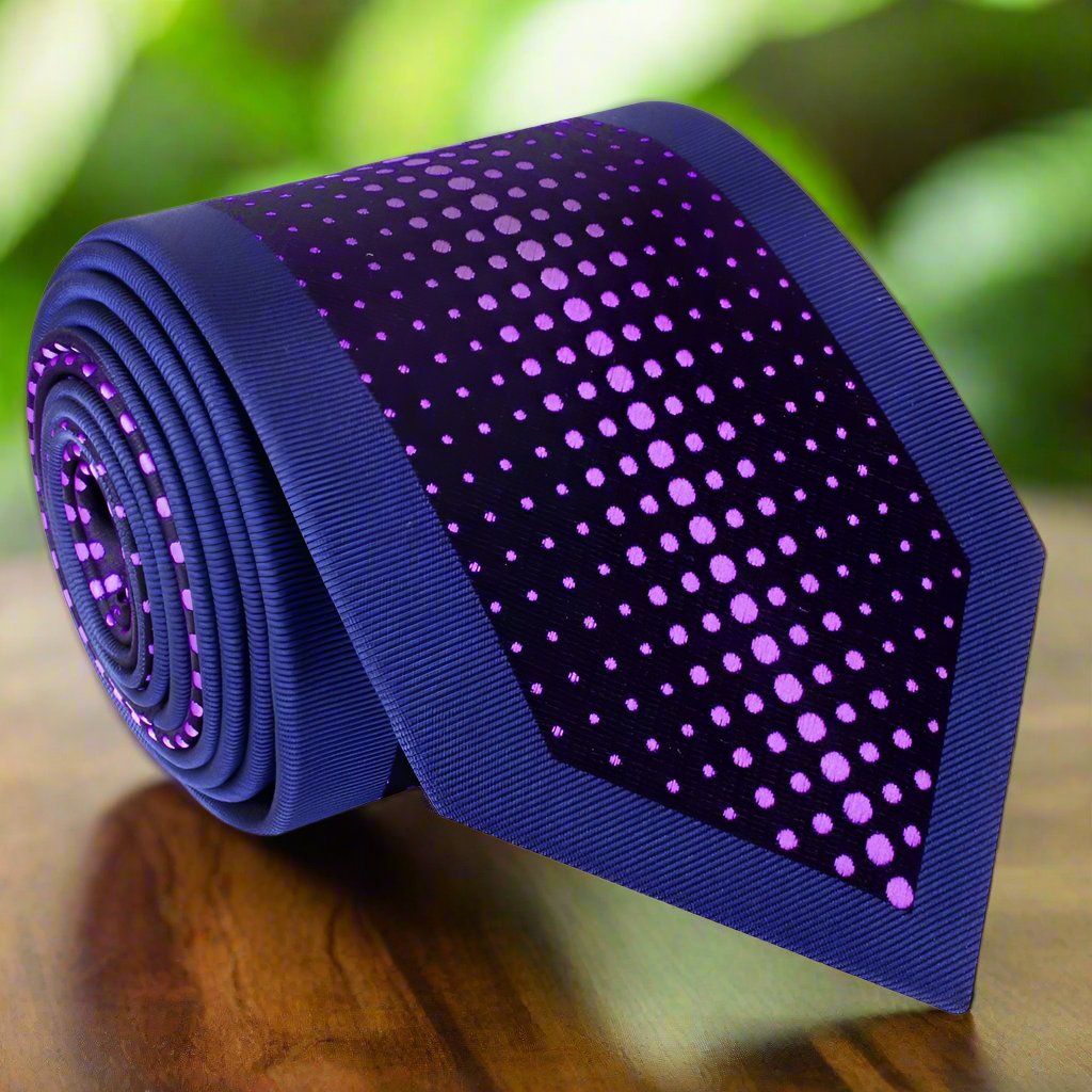 Elegant dotted silk tie paired with a pocket square for a polished look