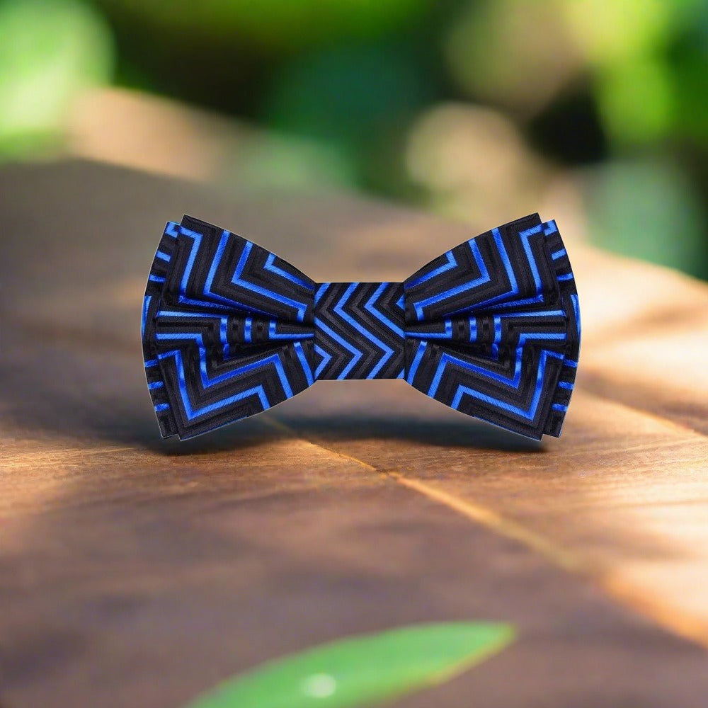 Silk bow tie with black and red jagged lines in a classic knot for weddings
