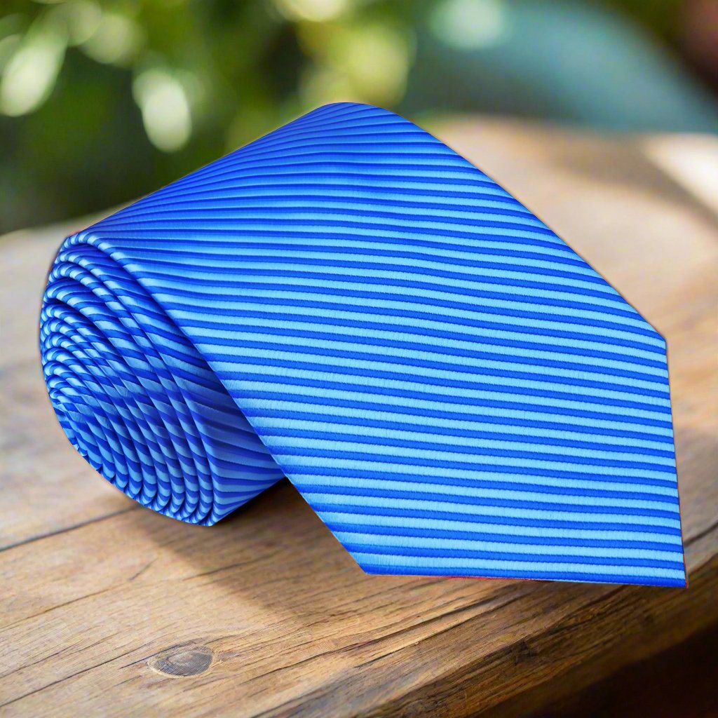 Lime green pinstripe necktie displayed elegantly on a white shirt.