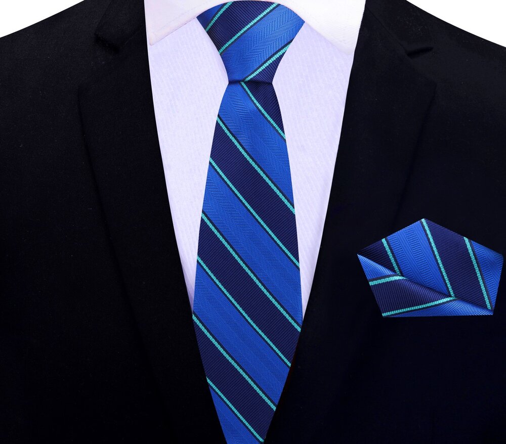 Man wearing a professional silk necktie with stripe pattern, suitable for business meetings