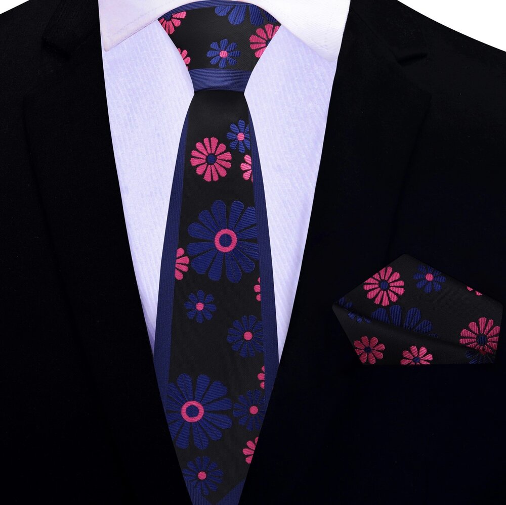 Charming cactus floral silk tie paired with a light blue dress shirt for a fresh look.