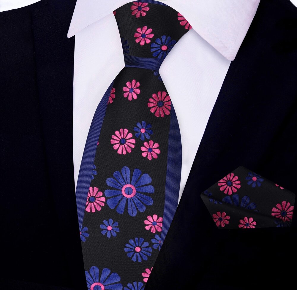 Cactus flower necktie displayed against a crisp white dress shirt, showcasing vibrant colors.