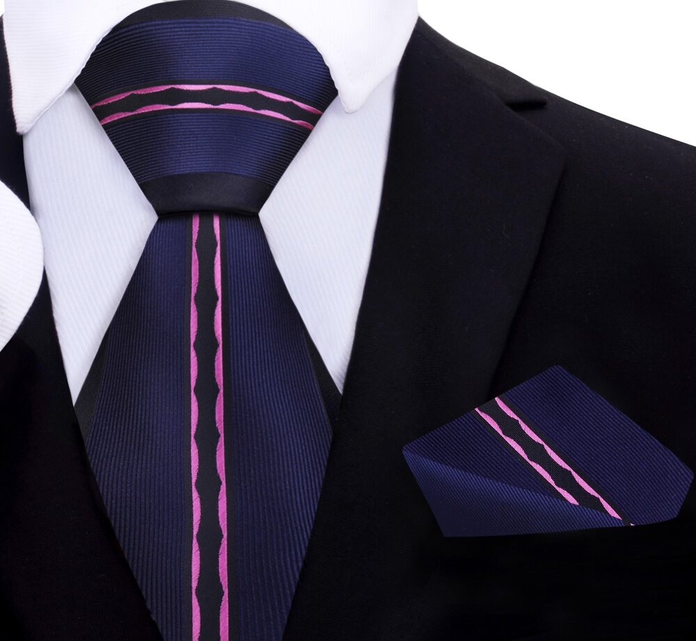 Elegant silk necktie with flowing wave pattern in a professional setting