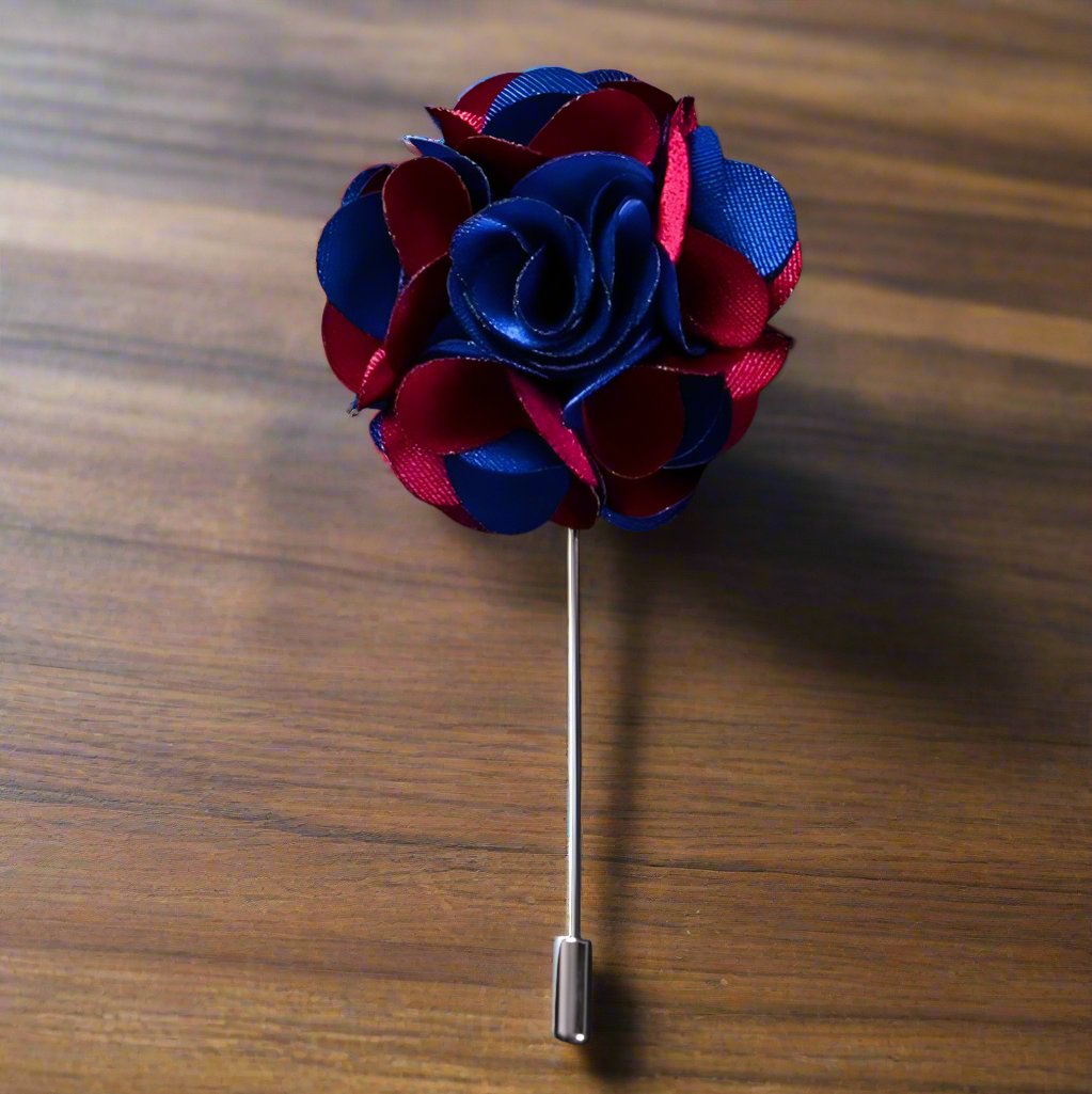 Close-up view of the vibrant leaf lapel pin showcasing its colorful design and quality material
