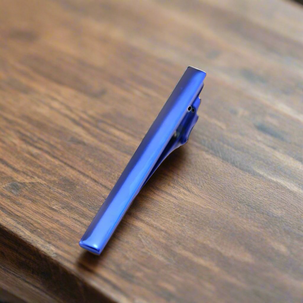 Elegant metallic tie bar in grey, showcasing its sleek design